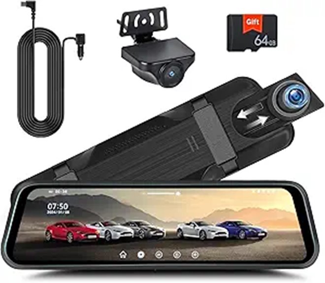 Rear View Mirror Camera with Night Vision and Motion Detection