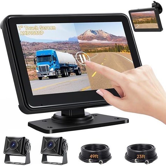 7'' HD Backup Camera System with 2 Cameras and Touch Screen