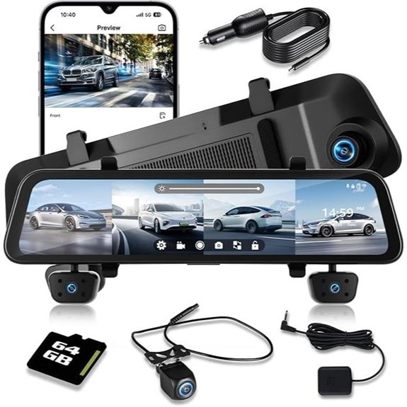12'' 360° Car Rearview Mirror Camera with Night Vision