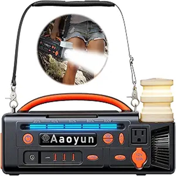 Portable 300W Solar Power Station with USB-C and LED