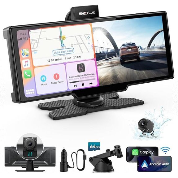 Portable 10 CarPlay Screen with Dash Cam and Navigation