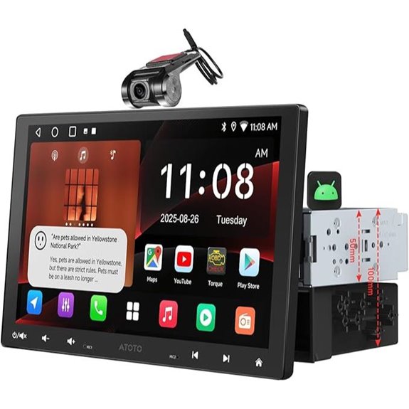 10.1 QLED Car Stereo with Dash Cam and Android Auto