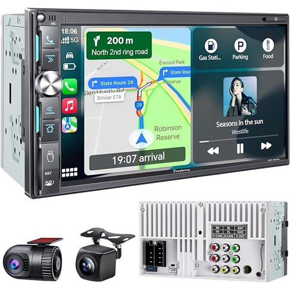 QLED Double Din Car Stereo with Dash Cam