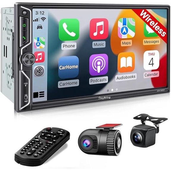 7 Double Din Car Stereo with Dash Cam & Wireless CarPlay