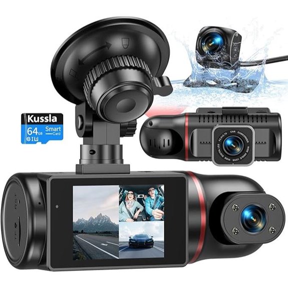 3-Channel 1080P Dash Cam with Night Vision and Parking