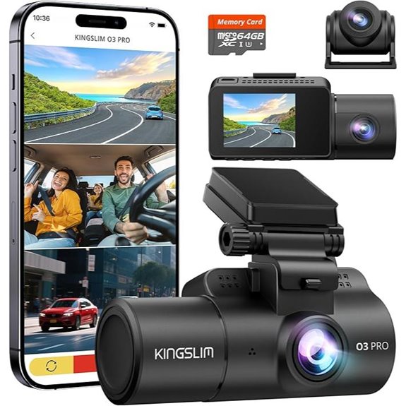 3-Channel 2.5K FHD Car Dash Cam with Night Vision