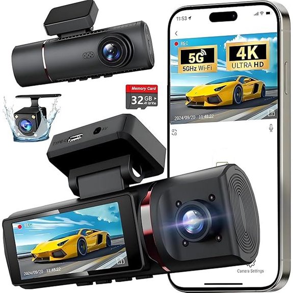 3-Channel 4K WiFi Dash Cam with Night Vision