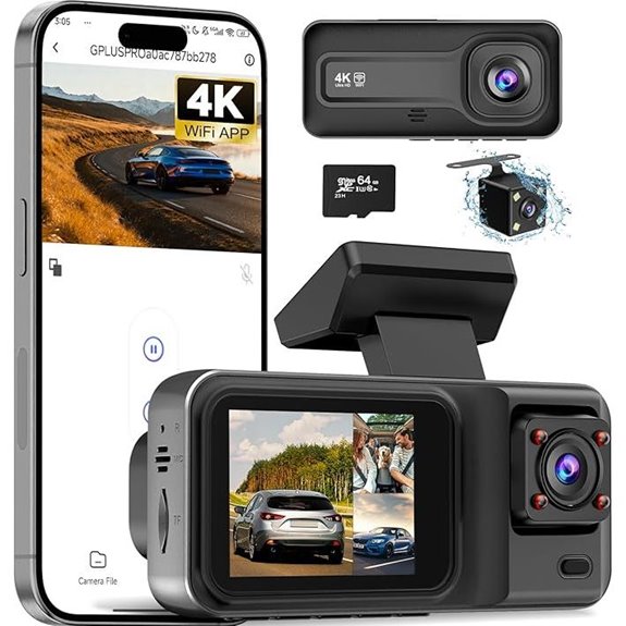 3-Channel 4K Dash Cam with WiFi & Night Vision