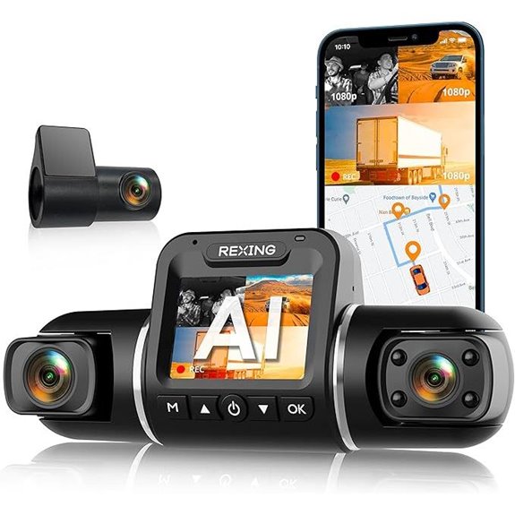V2 PRO AI 3-Channel Dash Cam with Night Vision