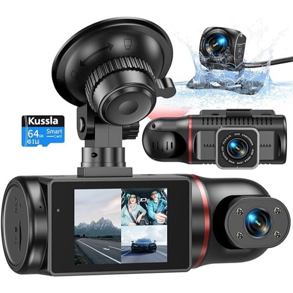 3-Channel Dash Cam with Night Vision and Parking Monitor