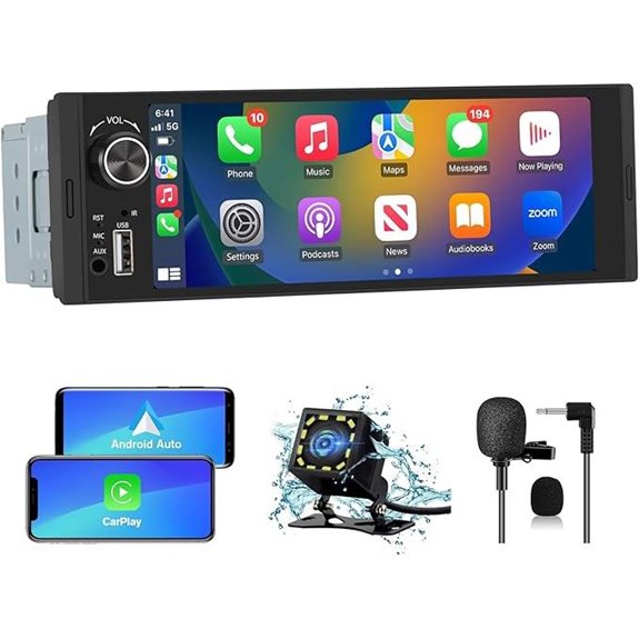 Single DIN Car Stereo with Touchscreen & Backup Camera