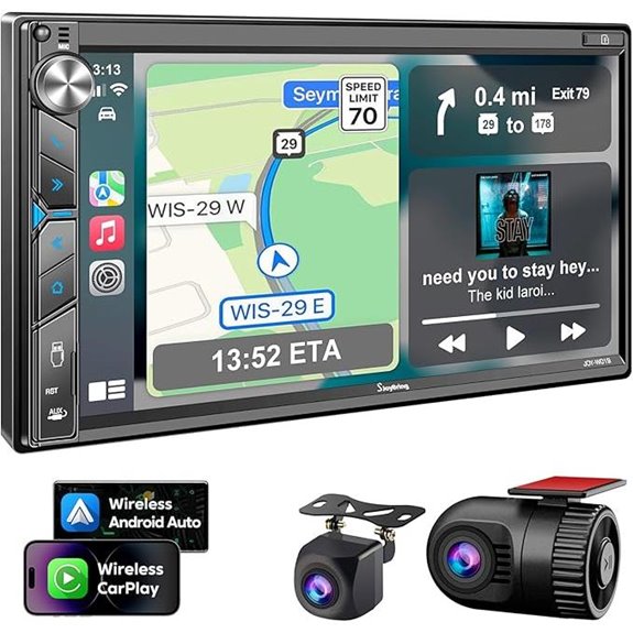Double Din Car Stereo with Dash Cam and Touchscreen