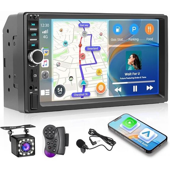 Double Din Car Stereo with Touchscreen & Backup Camera