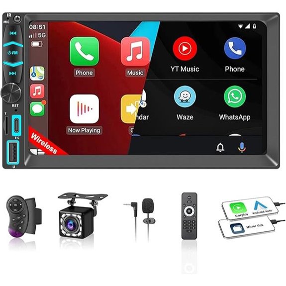 Double Din Car Stereo with Touchscreen & Wireless CarPlay
