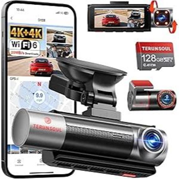 3-Channel 4K Dash Cam with GPS WiFi Night Vision