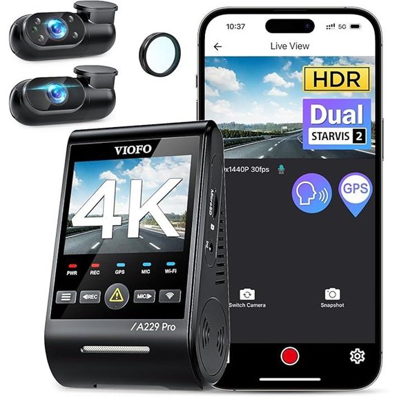 VIOFO A229 Pro 3-Channel 4K HDR Dash Cam