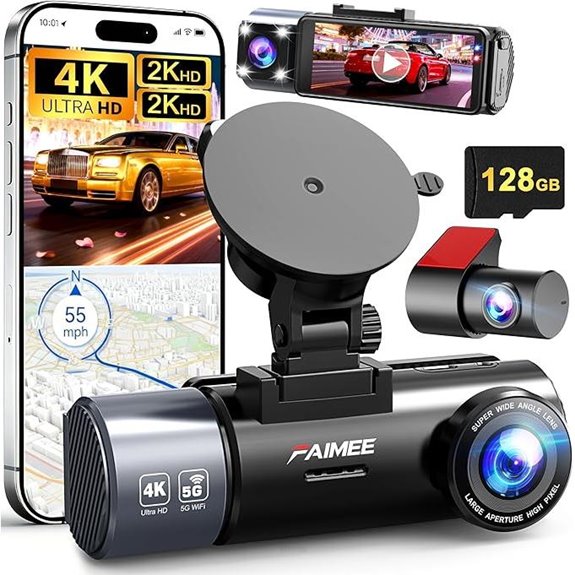3-Channel 4K Dash Cam with GPS and Night Vision