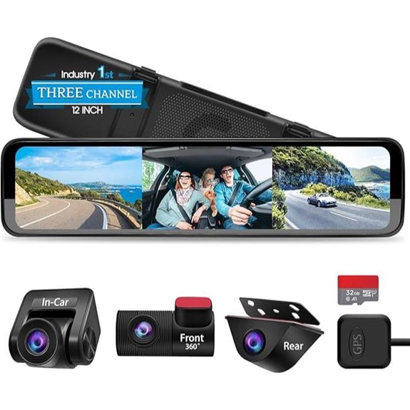 PORMIDO 12 Triple Dash Cam with Rear Camera