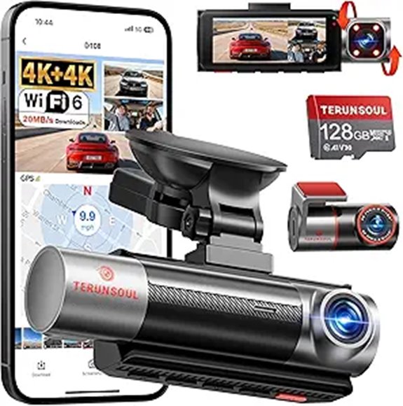 3-Channel 4K Dash Cam with Night Vision and GPS