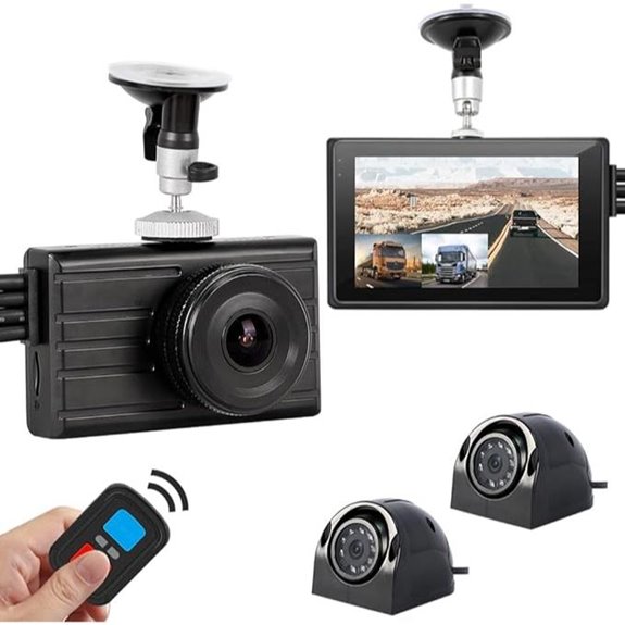 VSYSTO 3CH Truck Dash Camera System with Night Vision