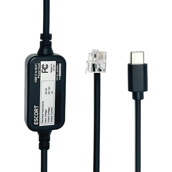 Escort USB-C to RJ11 Power Cord for Radar Detectors