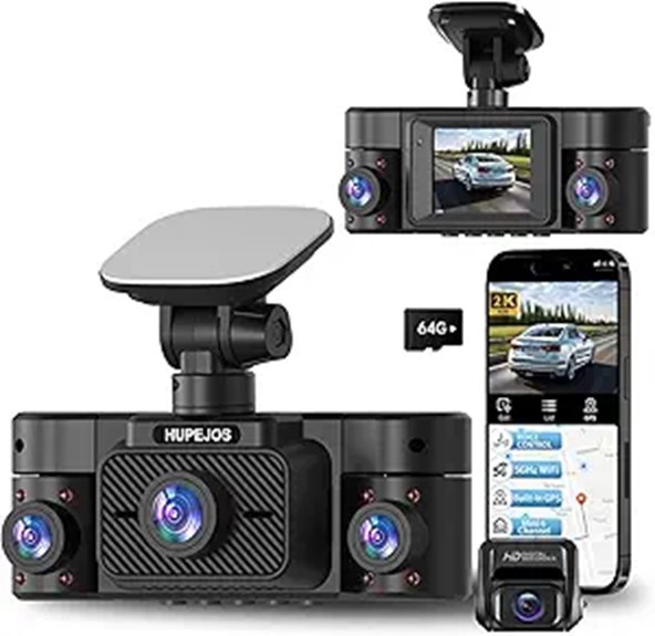 360° 4K/2K Car Dash Cam with WiFi GPS Night Vision