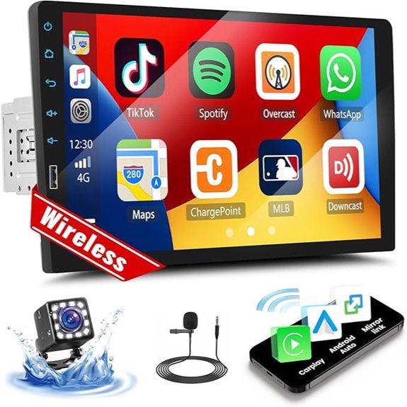 UNITOPSCI 9-Inch Wireless Car Stereo with Backup Camera
