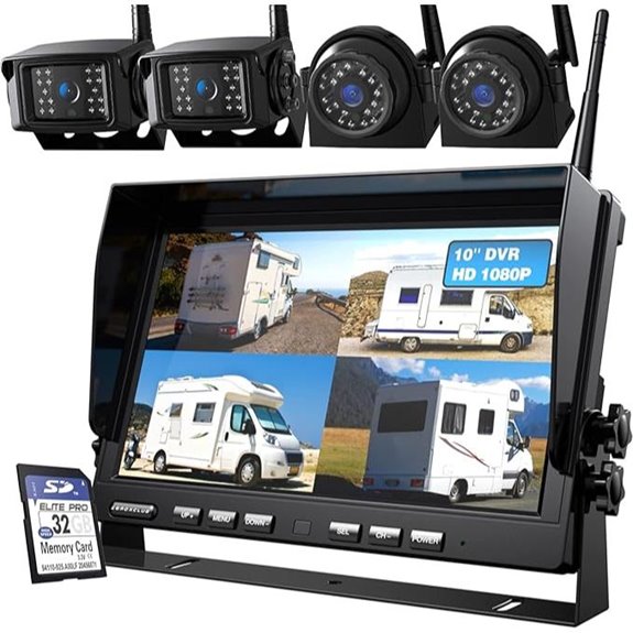 Wireless Backup Camera System with 10 DVR Monitor