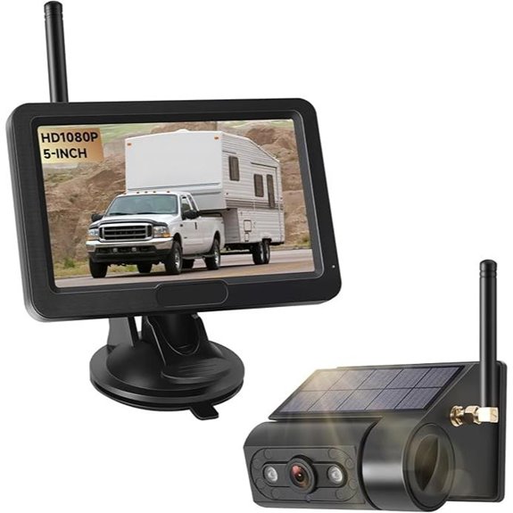 Magnetic Solar Wireless Backup Camera with 5” HD Monitor