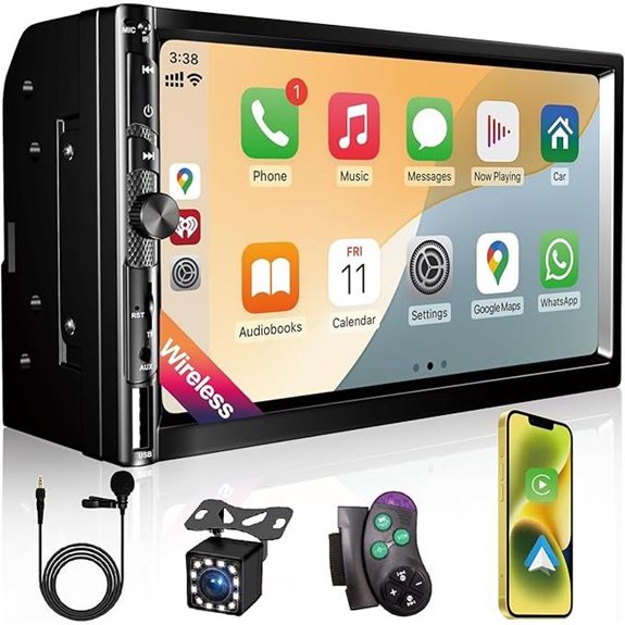 7-Inch Wireless Car Stereo with Apple CarPlay & Backup Camera