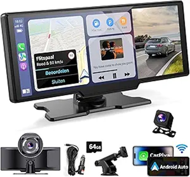 Wireless Carplay Touch Screen with 4K Dash Cam