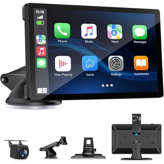 Wireless Carplay Screen with 4K Dash Cam and Backup Camera