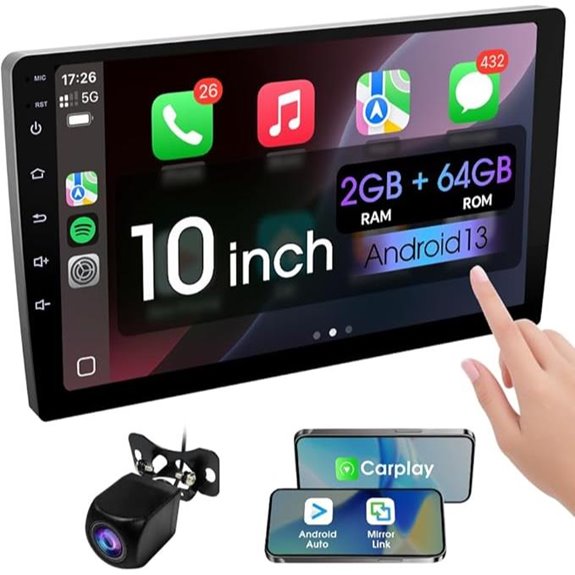 Double Din Car Stereo with Wireless CarPlay & Backup Camera