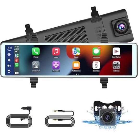 Dashcam Rearview Mirror with Wireless CarPlay & Bluetooth