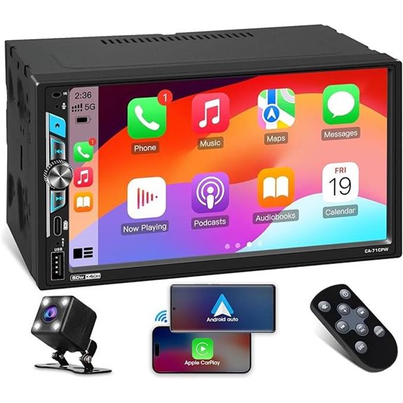 ABSOSO 7 Double Din Car Stereo with Wireless Carplay
