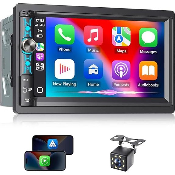 7 Double Din Car Stereo with Wireless CarPlay
