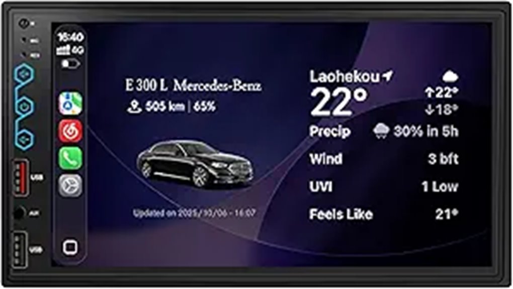 7 Double Din Car Stereo with Wireless CarPlay