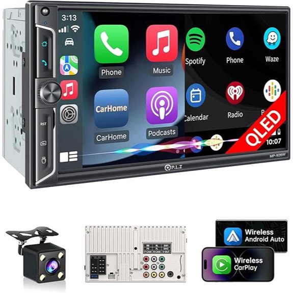 Wireless Double Din Car Stereo with Apple CarPlay