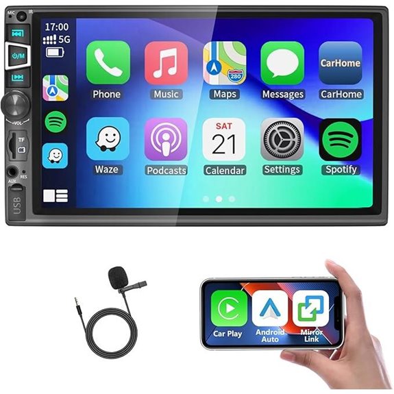 Double Din Car Stereo with Wireless Carplay & Touchscreen