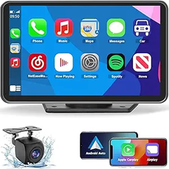 Wireless CarPlay Screen with Backup Camera and Navigation