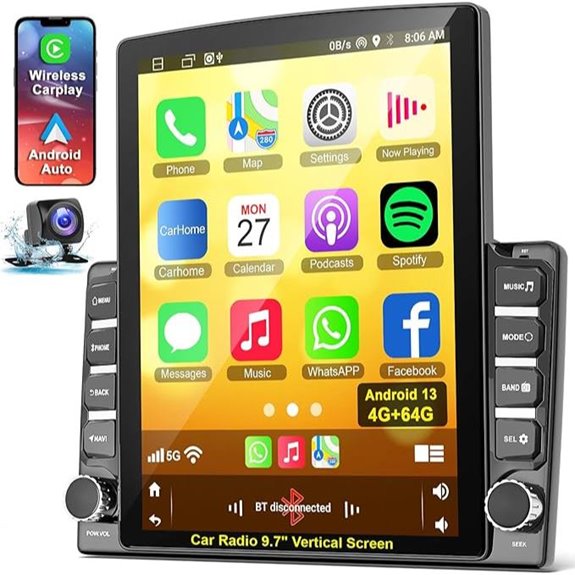 Double Din Touch Screen Car Radio with Wireless CarPlay
