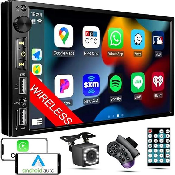 Wireless 7 Double Din Car Stereo with Apple Carplay