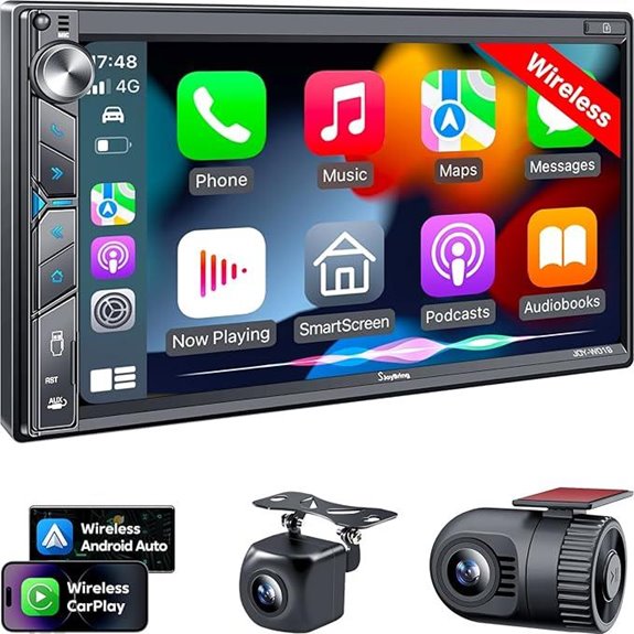 SJoyBring Wireless Double Din Car Stereo with Backup