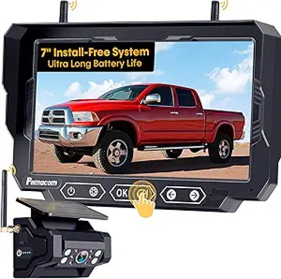Magnetic Solar Wireless Backup Camera 7 HD 1080P