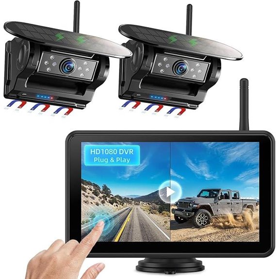 Magnetic Solar Wireless Backup Camera with 7” Touchscreen