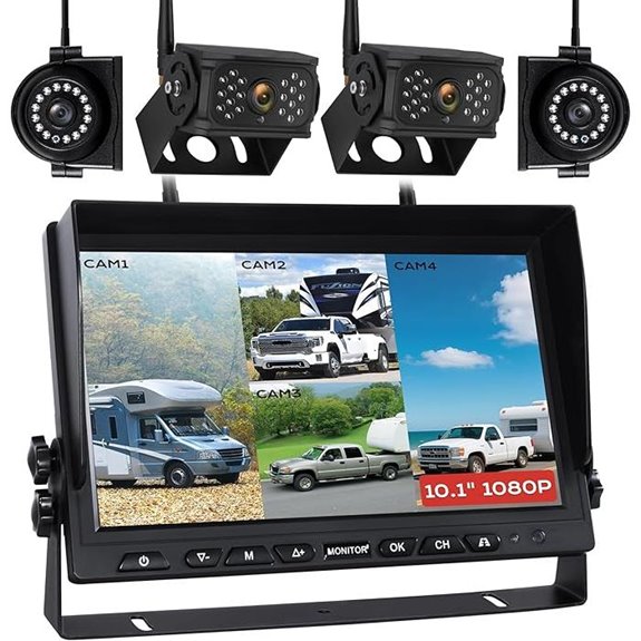 Wireless RV Backup Camera System with 4 Cameras