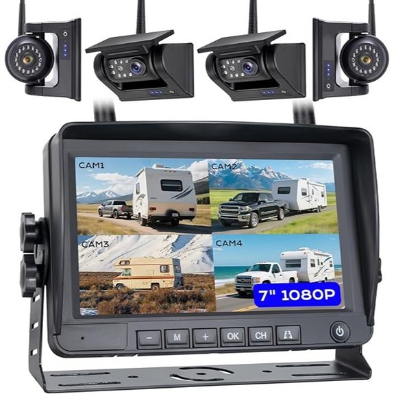 7 Wireless RV Backup Camera System with 4 Cameras
