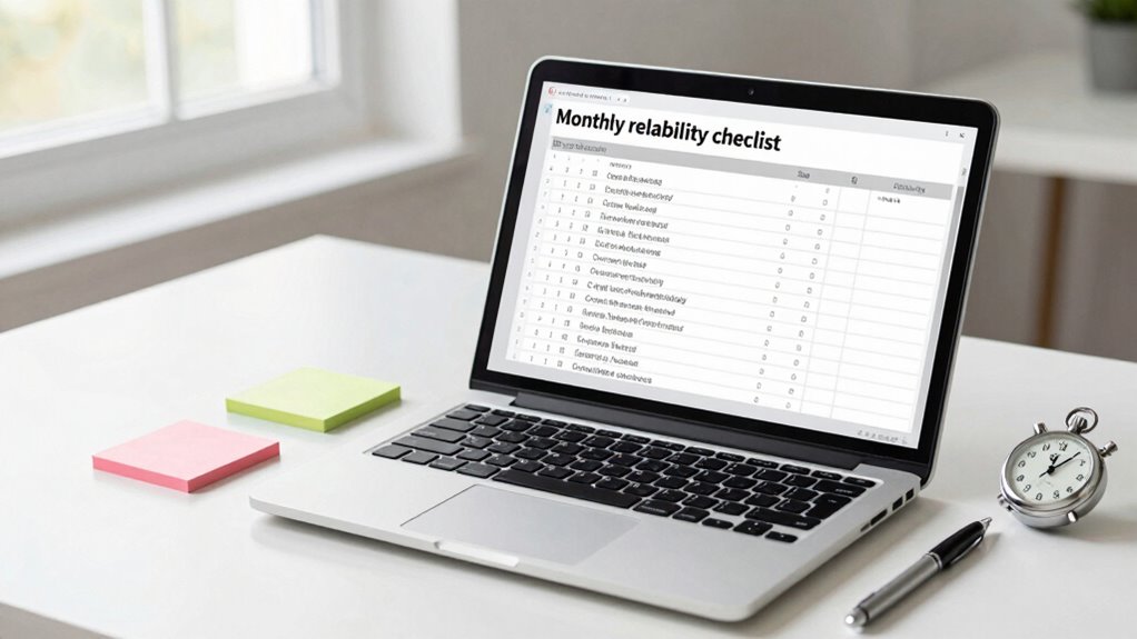 monthly reliability checklist guide